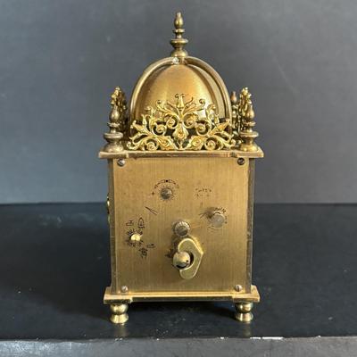 LOT 275: Vintage Linden Lucite Harp Alarm Clock, Luxor Desk Clock w/Scenic Dial, Brass Swiza 8-Day Travel Alarm Clock, & Kaiser Lamp...