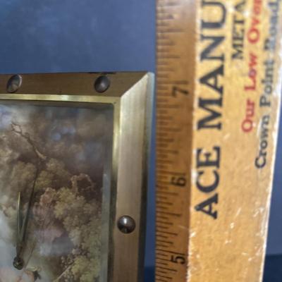 LOT 275: Vintage Linden Lucite Harp Alarm Clock, Luxor Desk Clock w/Scenic Dial, Brass Swiza 8-Day Travel Alarm Clock, & Kaiser Lamp...