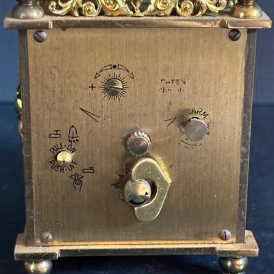 LOT 275: Vintage Linden Lucite Harp Alarm Clock, Luxor Desk Clock w/Scenic Dial, Brass Swiza 8-Day Travel Alarm Clock, & Kaiser Lamp...