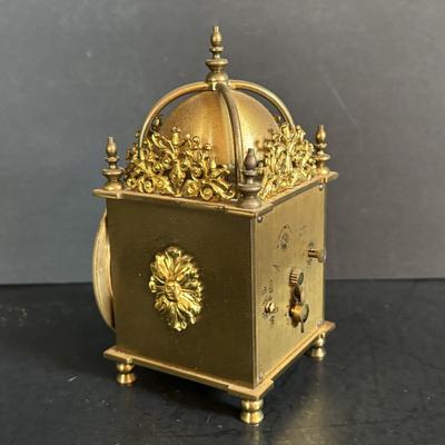 LOT 275: Vintage Linden Lucite Harp Alarm Clock, Luxor Desk Clock w/Scenic Dial, Brass Swiza 8-Day Travel Alarm Clock, & Kaiser Lamp...