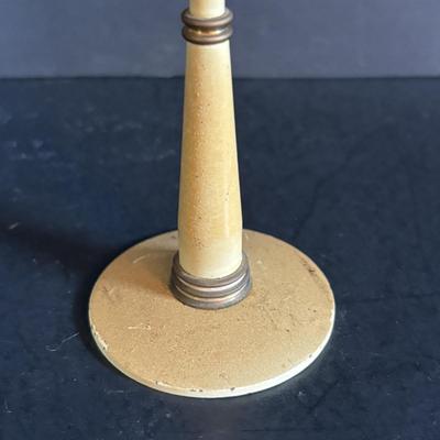 LOT 275: Vintage Linden Lucite Harp Alarm Clock, Luxor Desk Clock w/Scenic Dial, Brass Swiza 8-Day Travel Alarm Clock, & Kaiser Lamp...