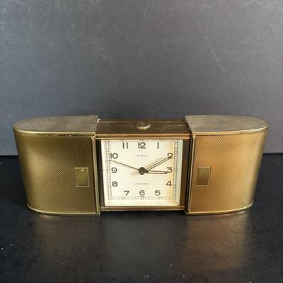 LOT 276: Vintage Art Deco Kundo Alarm Clock, Brass Semco 7 Jewels Travel Alarm Clock, Mid- Century Wind-Up Clock-Thermometer-Hydrometer...