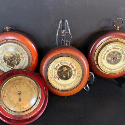 LOT 277: Collection of 4 Wooden Barometers