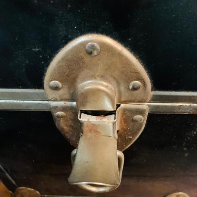 LOT 291: Black Steamer Trunk Loaded with Vintage Toys and Books Including Monopoly, Cribbage and More