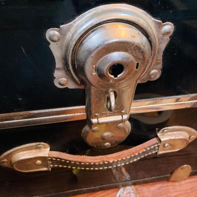 LOT 291: Black Steamer Trunk Loaded with Vintage Toys and Books Including Monopoly, Cribbage and More