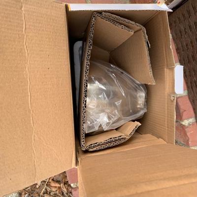 LOT 302: Set of Six (6) Storage Bins Three in Original Box and a Desk Lamp in Original Box