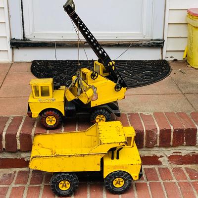 LOT 303: Set of Two (2) Vintage Tonka Toy Construction Vehicles- Dump Truck and Crane
