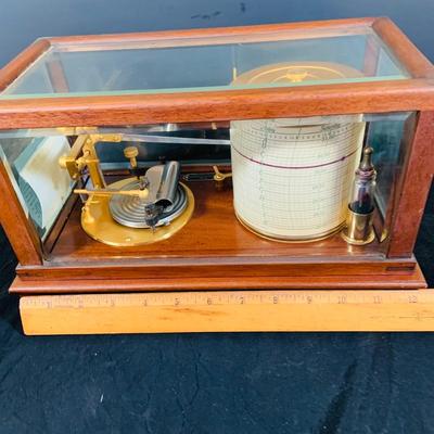 LOT 298; Antique Taylor Instruments Barograph Recording Barometer with Wood and Glass Case, Paper Ink and More
