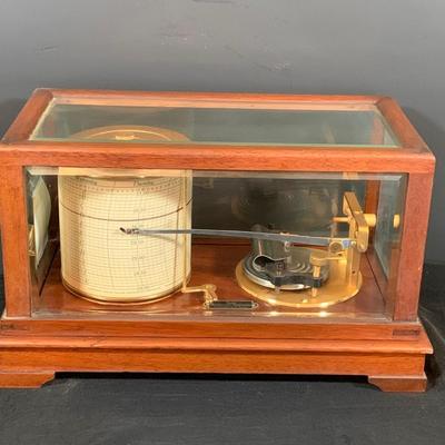 LOT 298; Antique Taylor Instruments Barograph Recording Barometer with Wood and Glass Case, Paper Ink and More