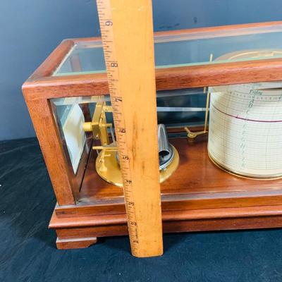 LOT 298; Antique Taylor Instruments Barograph Recording Barometer with Wood and Glass Case, Paper Ink and More