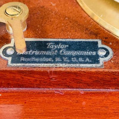 LOT 298; Antique Taylor Instruments Barograph Recording Barometer with Wood and Glass Case, Paper Ink and More