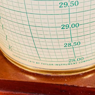 LOT 298; Antique Taylor Instruments Barograph Recording Barometer with Wood and Glass Case, Paper Ink and More