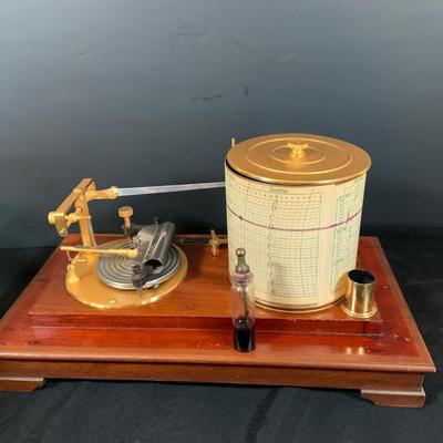 LOT 298; Antique Taylor Instruments Barograph Recording Barometer with Wood and Glass Case, Paper Ink and More
