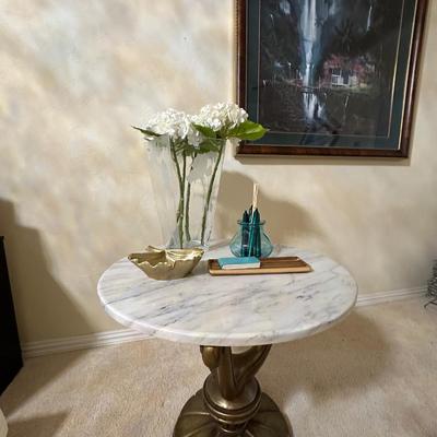 Art, Furniture, - Master Bedroom - Large Print + Marble Top Side table & Decor