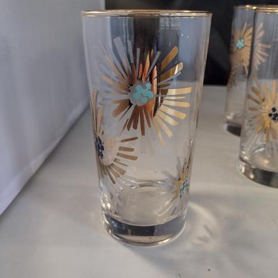 Vintage Mid-Century Libbey Fireworks Highball Drinking Glasses- Set of Seven
