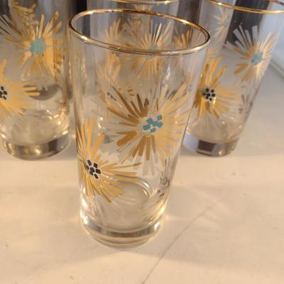 Vintage Mid-Century Libbey Fireworks Highball Drinking Glasses- Set of Seven