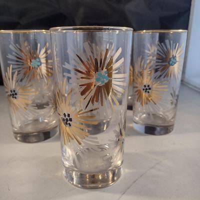 Vintage Mid-Century Libbey Fireworks Highball Drinking Glasses- Set of Seven