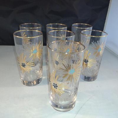 Vintage Mid-Century Libbey Fireworks Highball Drinking Glasses- Set of Seven