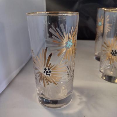 Vintage Mid-Century Libbey Fireworks Highball Drinking Glasses- Set of Seven