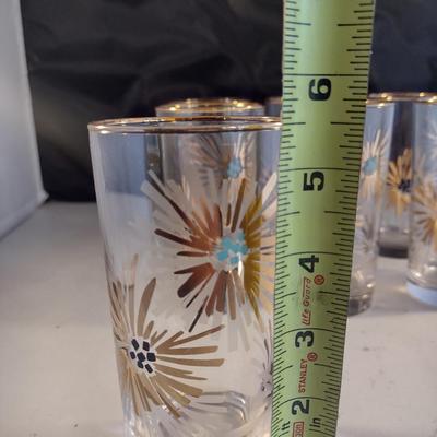 Vintage Mid-Century Libbey Fireworks Highball Drinking Glasses- Set of Seven