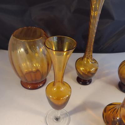 Collection of Amber Glass Vases