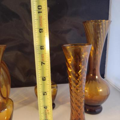 Collection of Amber Glass Vases