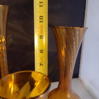 Collection of Amber Glass Vases