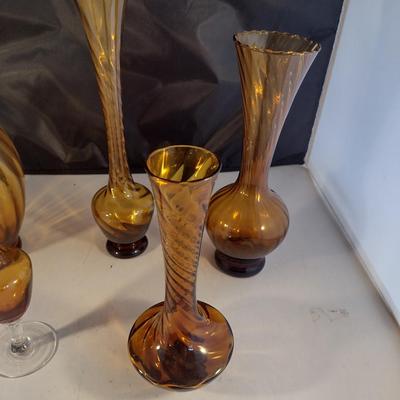 Collection of Amber Glass Vases