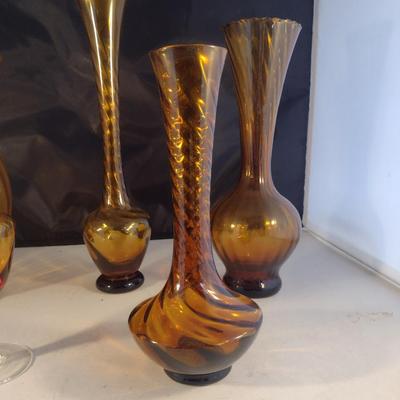 Collection of Amber Glass Vases