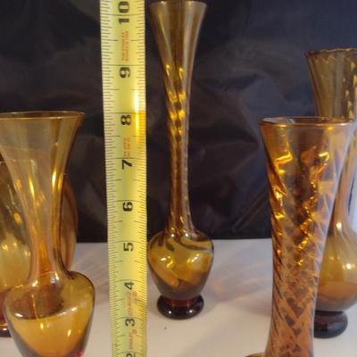 Collection of Amber Glass Vases