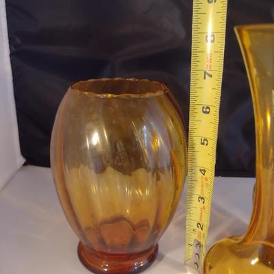 Collection of Amber Glass Vases