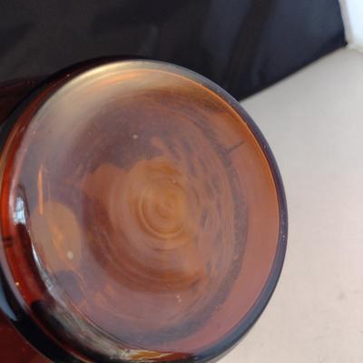 Amber Coin Dot Art Glass Vase- Approx 10 1/2" Tall