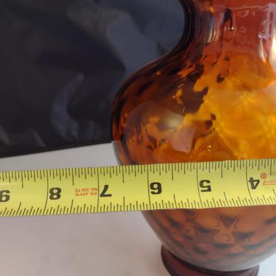 Amber Coin Dot Art Glass Vase- Approx 10 1/2" Tall