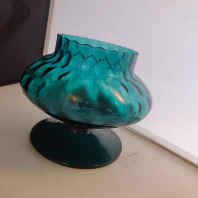Teal Art Glass Vase - Possibly Empoli