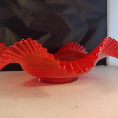 Ruffled Edge Art Glass Bowl- Approx 11" in Diameter