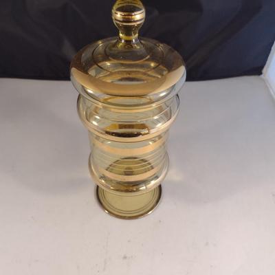 Vintage Apothecary Jar with Lid- Approx 9 3/4" Tall