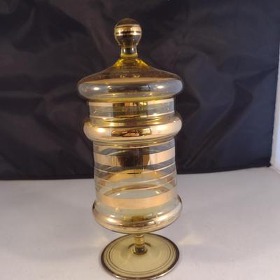 Vintage Apothecary Jar with Lid- Approx 9 3/4" Tall