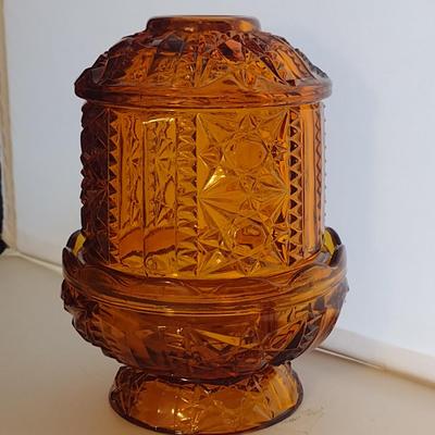 Amber Glass Fairy Lamp- Approx 6 1/4" Tall