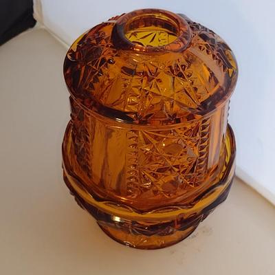 Amber Glass Fairy Lamp- Approx 6 1/4" Tall
