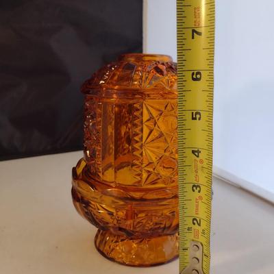 Amber Glass Fairy Lamp- Approx 6 1/4" Tall
