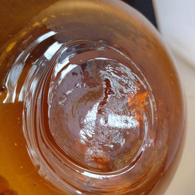 Amber Art Glass Coin Dot Vase