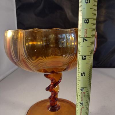 Pair of Large Amber Glass Vases/Centerpieces