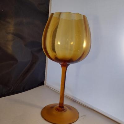 Pair of Large Amber Glass Vases/Centerpieces