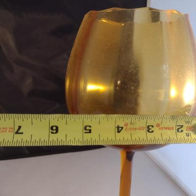 Pair of Large Amber Glass Vases/Centerpieces