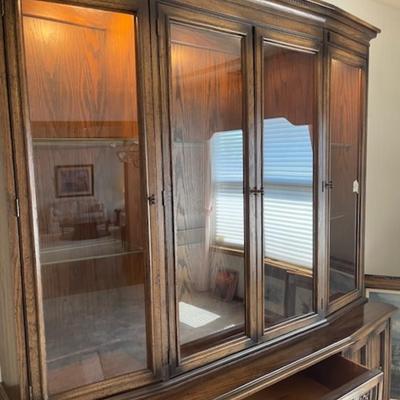 Beautiful Lighted Hardwood Hutch