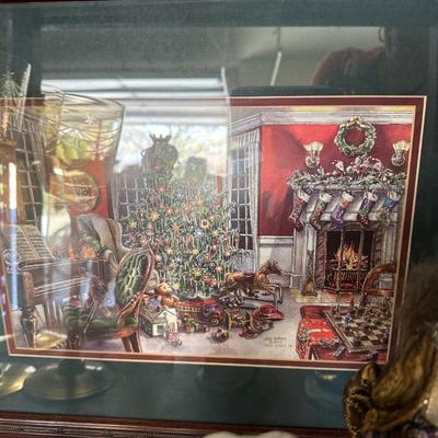 Christmas Lot - Shelf included - Lenox holly & Nativity & hand blown ornaments