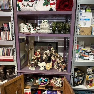 Christmas Lot - Shelf included - Lenox holly & Nativity & hand blown ornaments