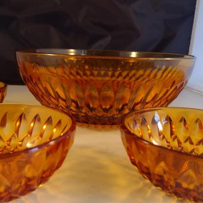 Amber Glass Salad Set- Five Pieces