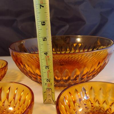 Amber Glass Salad Set- Five Pieces