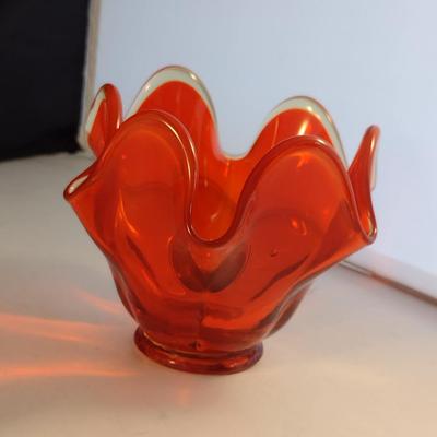 Ruffled Candle Holder/Footed Candy Dish- Approx 4 1/2" Tall
